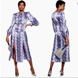 ❤️‍🔥FIRM PRICE❤️‍🔥Topshop Prints Snake Print Front Slit Dress